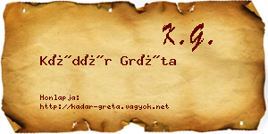 Kádár Gréta névjegykártya